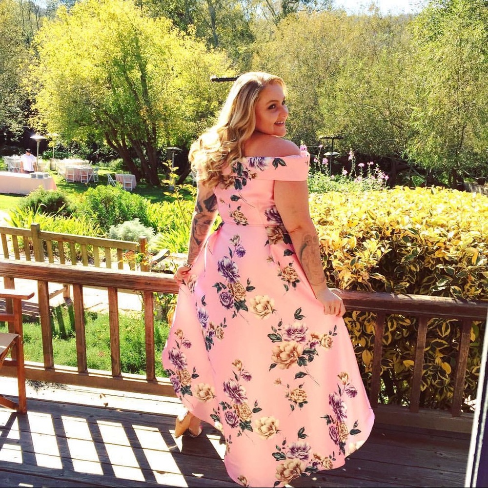Chi Chi London Pink Floral Dress Sz 16